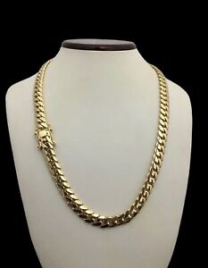 Real 14k Solid Yellow Gold Miami Cuban Curb Link Chain 8mm 24