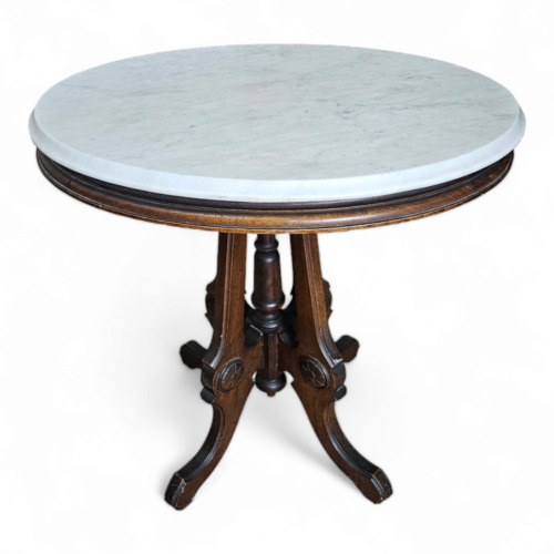 New ListingAntique Oval Marble and Mahogany Center Table