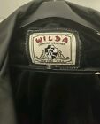 Vintage NY Black Wilda 100% Genuine Leather Double Breasted Trench Coat W/ Belt