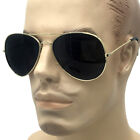 Super Dark Mens Large Classic Pilot Sunglasses Vintage Style Retro Black Lens