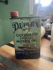Vintage DUPLEX Outboard Oil Metal One Quart Can (empty) Quaker State Oil City PA