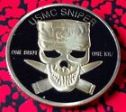 MARINE CORPS SNIPER ONE SHOT, ONE KILL COLORIZED ART ROUND CHALLENGE COIN
