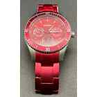 Fossil Red & Silver Stainless Steel 5 ATM ES 3034 251 201 Women’s