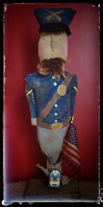 New ListingPrimitive Folk Art Civil War Soldier Doll Self Standing