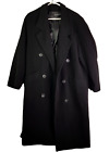 Vintage 90s Wool Cashmere Trench Coat Womens 10 Black Double-Breasted Heavy