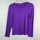 Eileen Fisher Top Womens Medium Purple 100% Silk Pullover Blouse Stretchy Career