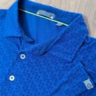 TASC shirt Men Large Polo Pattern Geometric Golf Stretch Performance Blue Modal