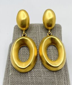Runway Vintage GIVENCHY Earrings 1980's Big Door Knocker Brushed Gold HOOP