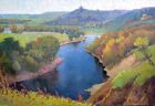 Original Painting Wall Art Vintage Autumn Fall Landscape River Nature View Old