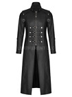 Mens Steampunk Gothic Long Coat Formal Wear Genuine Lambskin Leather Trench Coat