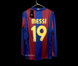 Messi #19 FC Barcelona Retro 2007/2008 Long Sleeve Jersey La Liga Patch L