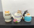 LENOX Set of 3 Victorian Cat Thimbles Set #3 - Vase, Watering Can, Goldfish