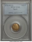 1773 GOLD 1/2 ESCUDO PCGS XF40 Spanish Colonial Doubloon M PJ Coin Rare KM415.1