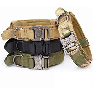 Tactical Dog Collar Heavy Duty Military Service Canine Training K9 Metal Buckle