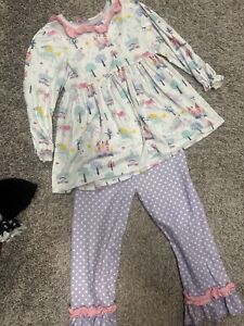Toddler Girl Long Sleeve Pants Set, Boutique Brand, Unicorns & Castles Ruffles