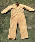 Carhartt Coveralls Mens 46 Regular Brown Duck Quilt Lined Insulated USA Adult