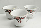 Poinsettia & Ribbons FOOTED CUP Fairfield Fine China Holiday Christmas  SET OF 3