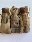 Peruvian Chancay Vintage Dolls Antique Burial  Death Cloth Folk Art Trio Rare