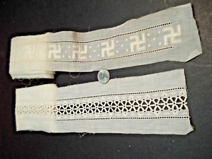 ANTIQUE LACE INSERTION,  3 IN. WIDE,  2  LENGTHS-  1/12  YARD AND  1 3/4  YARD