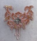 Peach Sequins embroidery Crystal Beads lace appliqués 1 Pc