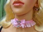 Any Size Choker Collar Daddy's Girl Pink Lace Bell Sissy Kitten DDLG Lolita
