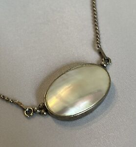 Vintage Mother Of Pearl CDI Sterling Silver Small Bead Chain Necklace