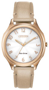 Citizen Eco-Drive LTR Women's Arabic Numerals Leather Band Watch 35MM EM0753-01A
