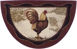 Rooster Chicken Rug Mat Burgundy Red Beige Washable Accent *FREE SHIPPING*