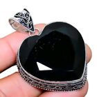 Onyx Black  Gemstone Handmade 925 Sterling Silver Jewelry Heart Cut Pendant
