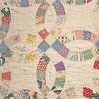 Vintage Cutter Quilt Piece 20” x 20” Wedding Ring  Some Feed Sack #4