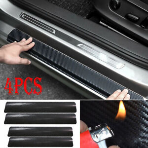 4× Car Door Plate Cover Sill Scuff Sticker Carbon Fiber Anti-Scratch Accessories (For: 2022 Kia Rio)