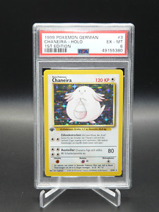 PSA Graded 1999 1st Edition Base Set Chansey Holo 3/102 Chaneira German Pokémon