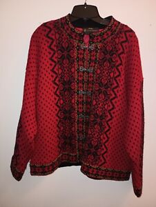 WINDFJORD NORWAY 100% PURE WOOL RED SWEATER - SIZE XXXL
