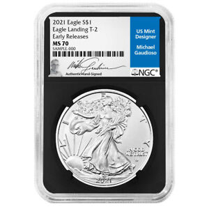 2021 $1 Type 2 American Silver Eagle NGC MS70 ER Michael Gaudioso Signature R...