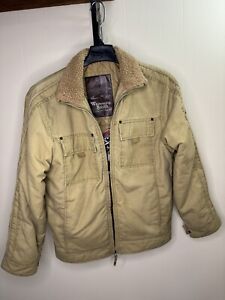 Whispering Smith Army Tan Zip Up Mens Size M Medium Winter Coat Vintage Style