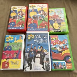 The Wiggles VHS Lot of 6 Children's Music Wiggle Time Toot Toot World Play Yule
