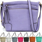 Triple Zip Pocket Womens Crossbody Bag Medium Fashion Handbag
