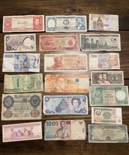 New ListingLot OF 19 Vintage Foreign World Currency Paper Money Banknotes Mixed Group