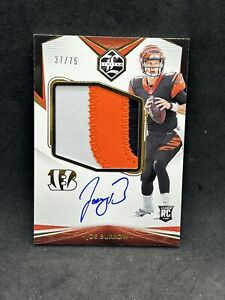Joe Burrow 2020 Limited Rookie Patch Auto Card #143 /75 RC SP Bengals On Card