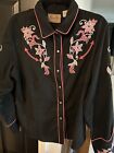 Women’s XXL Scully Western Shirt Black w/ Pink Embroidery