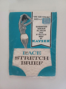 NOS Vintage Kayser's Lace Stretch Brief Panties White Size 4-7