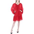 MSK Womens Red Chiffon Pleated Knee-Length Cocktail and Party Dress XL BHFO 6421