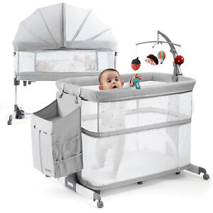 Besrey 5-in-1 Baby Bassinet Bedside Sleeper, Bedsid Crib Bed for Infant
