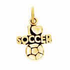 18K Yellow Gold Plated Brass Antique I Love Soccer Pendant