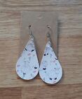 Womens Light Weight Faux Leather Dangle Earrings Sheep Print