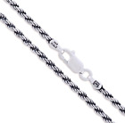 925 Sterling Silver Diamond-Cut Oxidized Rope Chain Necklace -1.5mm 925 Antiqued
