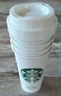 New ListingStarbucks White Reusable Plastic Travel Mug Cups 16 Oz Grande. 4 Cups 4 Lids