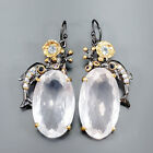 Natural gemstone 55 ct Rose Quartz Earrings 925 Sterling Silver /E109079