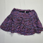Free People Red/Purple Pleated Side Zip Lined Flare Mini Skirt  size 8