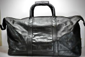 COACH Large Black Leather Travel Duffel Bag Luggage Korea